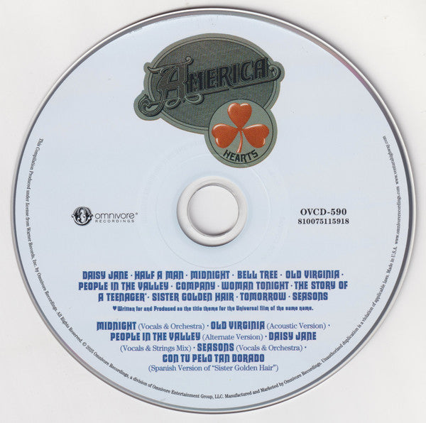 America (2) : Hearts (CD, Album, RE, RM, 50t)