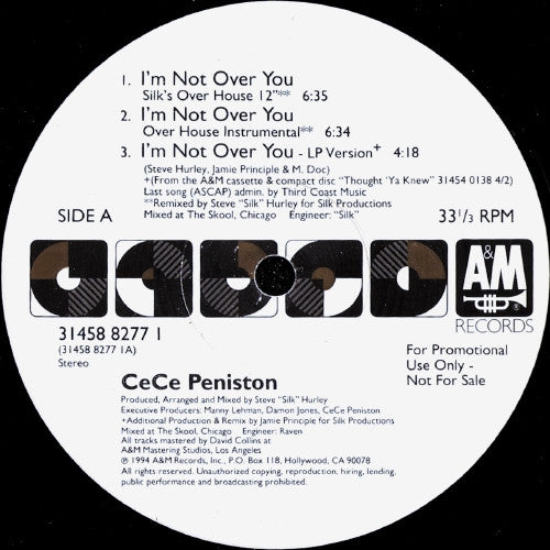 Ce Ce Peniston : I'm Not Over You (2x12", Single, Promo)