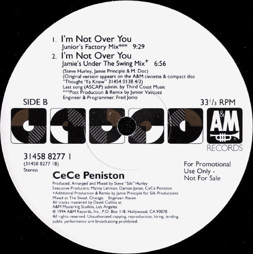 Ce Ce Peniston : I'm Not Over You (2x12", Single, Promo)
