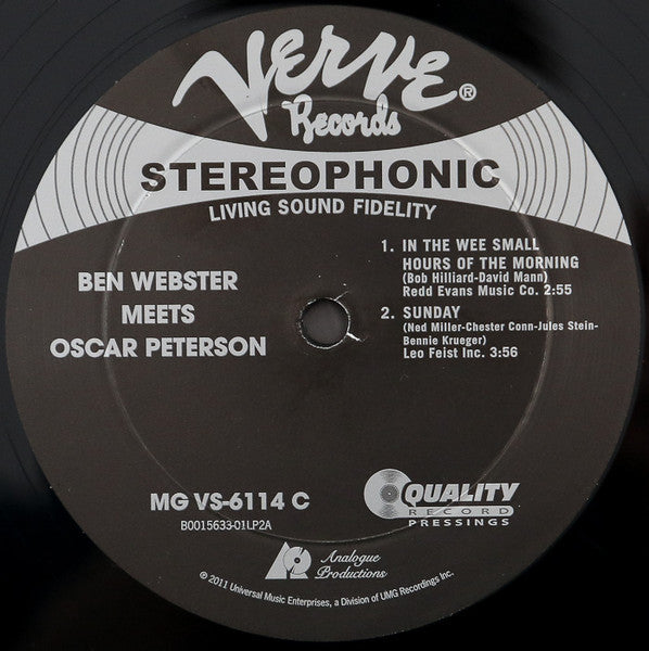 Ben Webster Meets Oscar Peterson : Ben Webster Meets Oscar Peterson (2x12", Album, Ltd, RE, RM, 200)