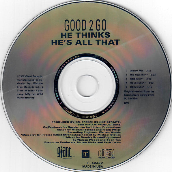 Good 2 Go : He Thinks He's All That (CD, Maxi)