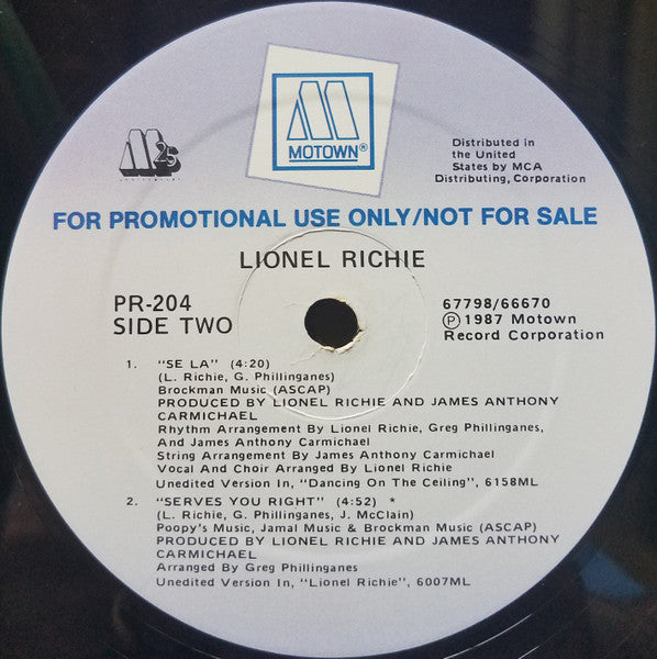 Lionel Richie : Se La (12", Maxi, Promo)