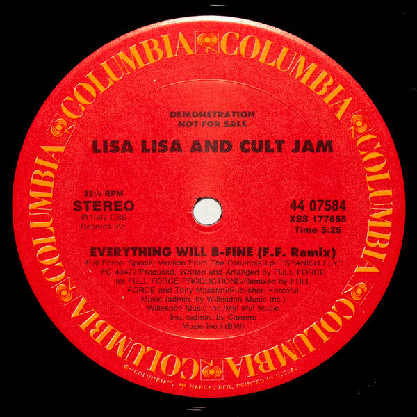 Lisa Lisa And Cult Jam* : Everything Will B-Fine (12", Promo)