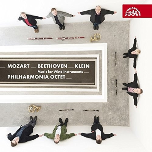 the album cover for Philharmonia Octet - Mozart Beethoven Klein: Music for Wind Instruments
