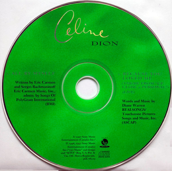 Celine Dion* : All By Myself (CD, Single, Car)