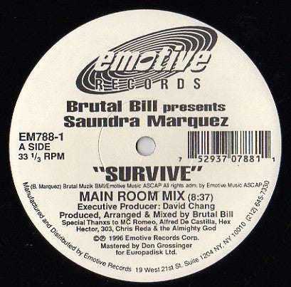Brutal Bill Presents Saundra Marquez : Survive (12")