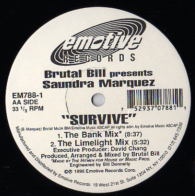 Brutal Bill Presents Saundra Marquez : Survive (12")