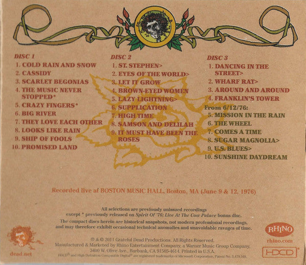 Grateful Dead* : Road Trips Vol. 4 No. 5: Boston Music Hall 6•9•76 (3xHDCD, Album)