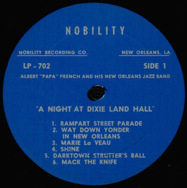 "Papa" French And His New Orleans Jazz Band : A Night At Dixieland Hall (LP, Album, Mono)