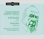 the album cover for Beethoven / Brahms / Estonian National Symphony - Beethoven: Piano Concerto No. 4 Brahms: Symphony No. 2
