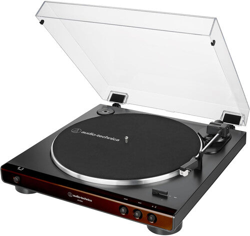 Audio Technica AT-LP60X-BW Fully Automatic Belt-Drive Turntable (Brown/Black)