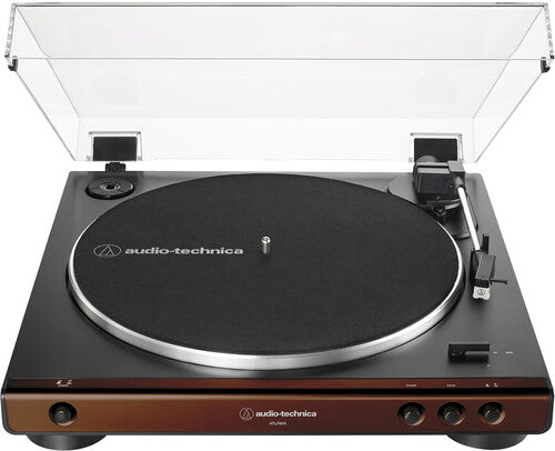 Audio Technica AT-LP60X-BW Fully Automatic Belt-Drive Turntable (Brown/Black)