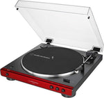 Tocadiscos Bluetooth Audio-Technica AT-LP60XBT-RD - Totalmente automático - Transmisión por correa (Rojo/Negro)