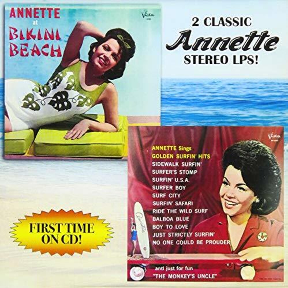 the album cover for Annette Funicello - Annette at Bikini Beach / Golden Surf