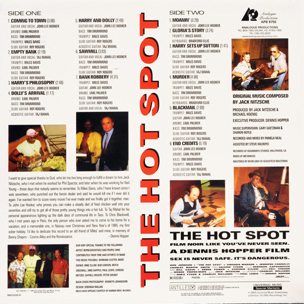Jack Nitzsche : The Hot Spot - Original Motion Picture Soundtrack (2xLP, Album, RE, RM)