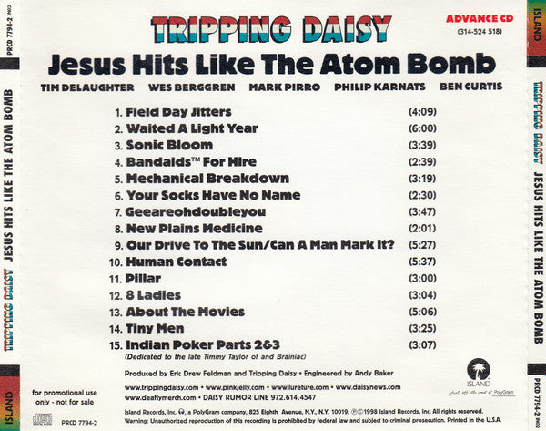Tripping Daisy : Jesus Hits Like The Atom Bomb (CD, Advance, Album, Promo)