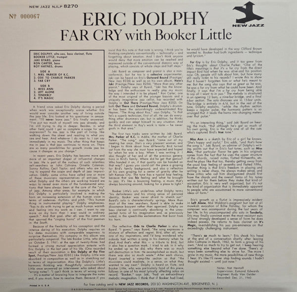Eric Dolphy With Booker Little : Far Cry (LP, Album, Ltd, Num, RE, RP, 200)