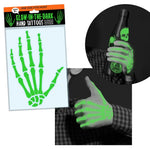 Halloween Glow in the Dark Skeleton Hand Tattoo Pack