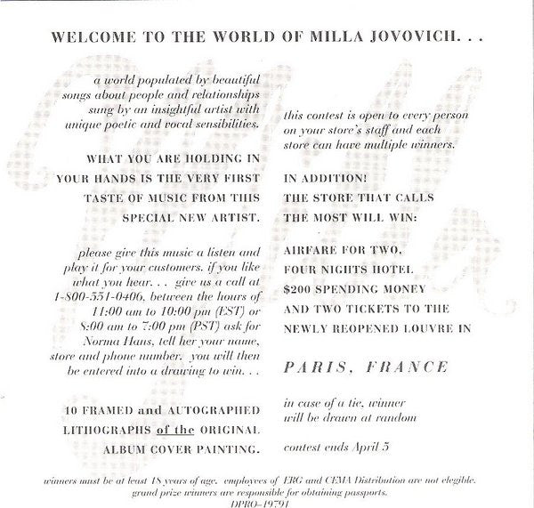 Milla* : Music From The Forthcoming Album "The Divine Comedy" (CD, Promo, Smplr)