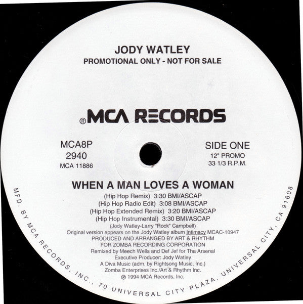 Jody Watley : When A Man Loves A Woman (12", Promo)