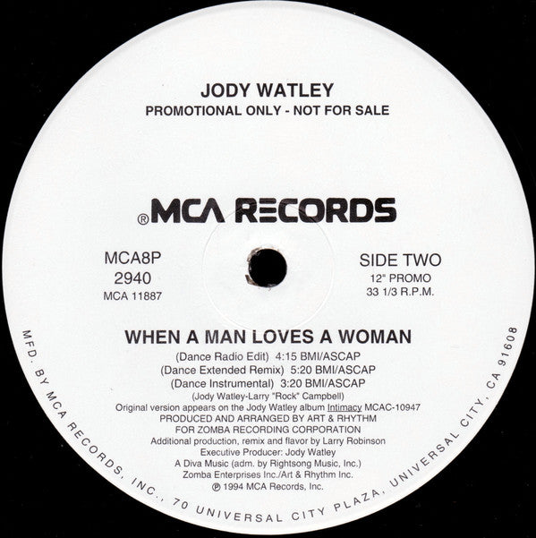 Jody Watley : When A Man Loves A Woman (12", Promo)