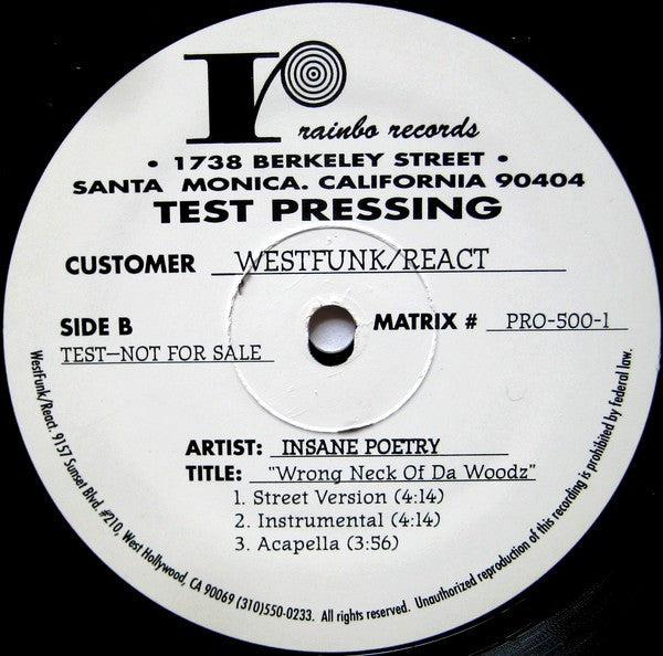 Insane Poetry : Concrete Vietnam / Wrong Neck Of Da Woodz (12", TP)