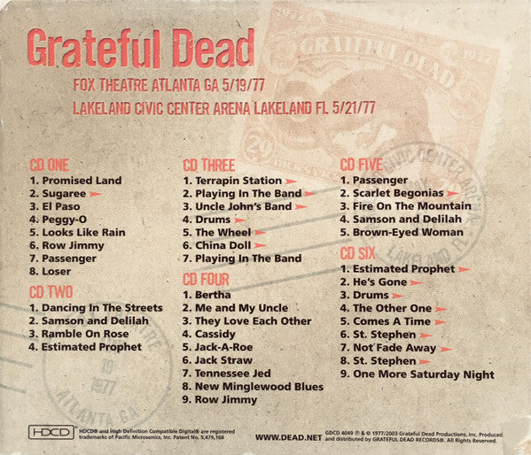Grateful Dead* : Dick's Picks 29: Fox Theatre, Atlanta GA 5/19/77; Lakeland Civic Center Arena, Lakeland FL 5/21/77 (6xHDCD, Album + Box)