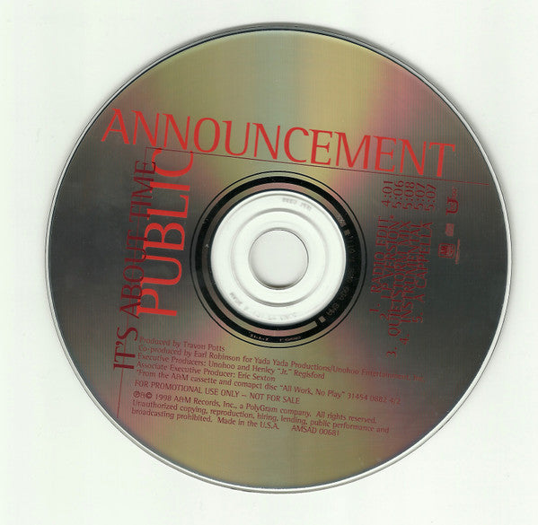 Public Announcement : It's About Time (CD, Single, Promo, Dig)