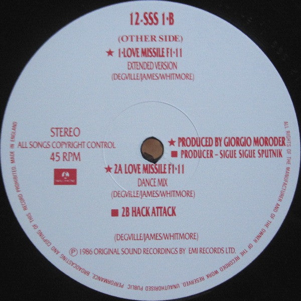 Sigue Sigue Sputnik : Love Missile F1-11 (12", Single, Eng)
