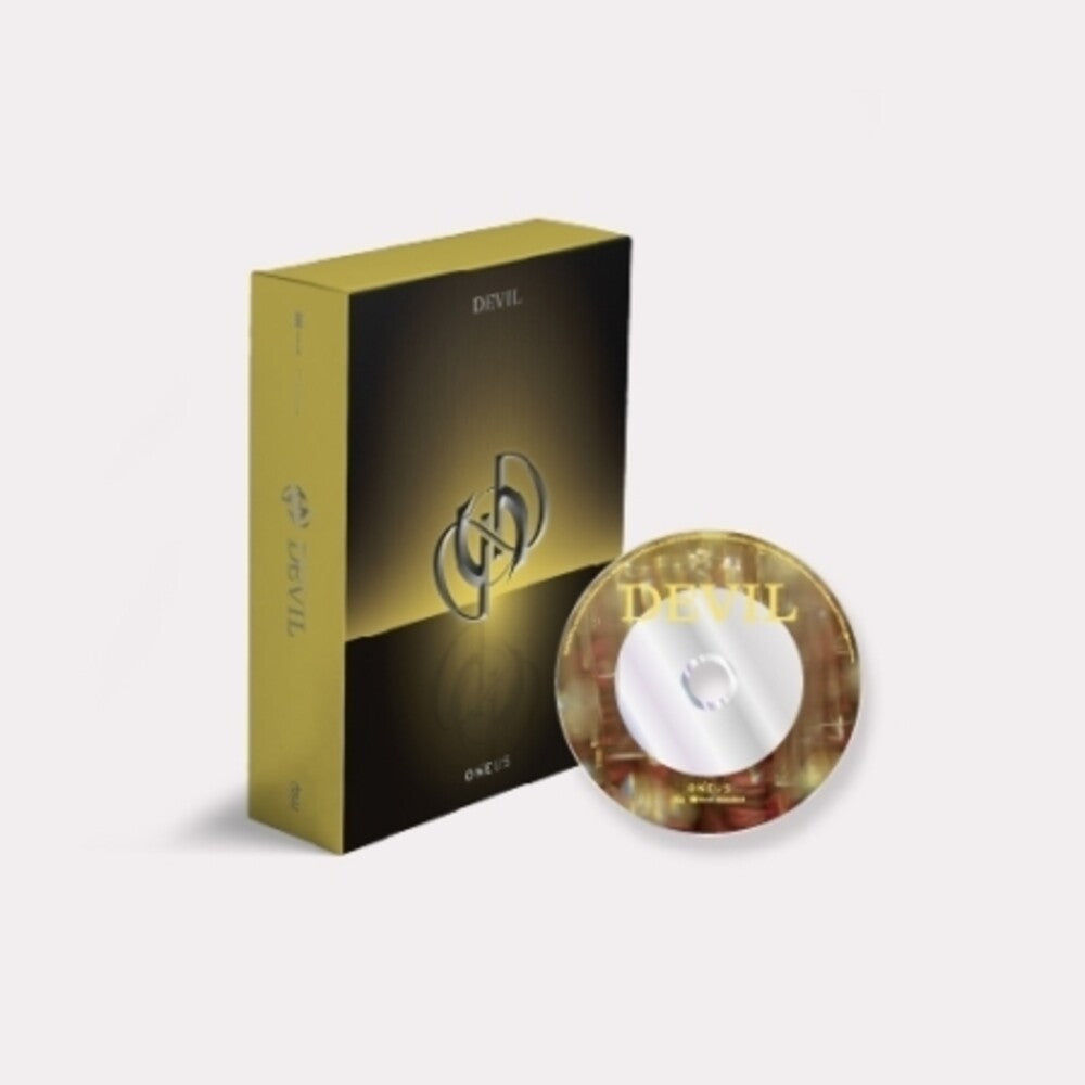 the album cover for Oneus - Devil (Yellow Version) (incl. 142pg Photobook, 16pg Lyrics Book, Hidden Card, Big Photocard + Photocard)