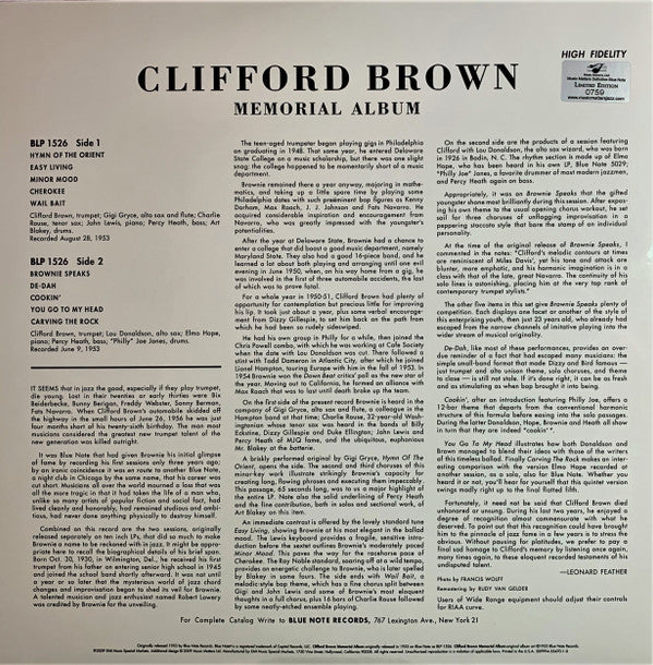Clifford Brown : Memorial Album (2x12", Comp, Mono, Ltd, P/Mixed, RE, RM, Gat)