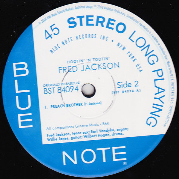 Fred Jackson : Hootin' 'N Tootin' (2x12", Album, Ltd, Num, RE, 180)