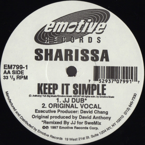 Sharissa : Keep It Simple (12")