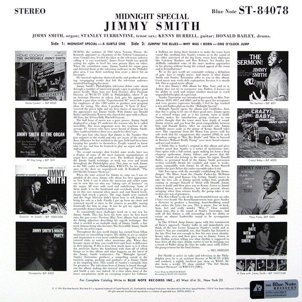 The Incredible Jimmy Smith* : Midnight Special (2x12", Album, Ltd, Num, RE, 180)