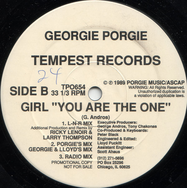 Georgie Porgie : Girl "You Are The One" (12", Promo)