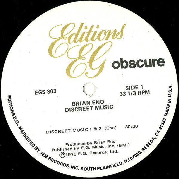 Brian Eno : Discreet Music (LP, Album, RE)