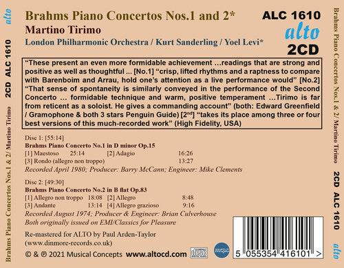 Martino Tirimo - BRAHMS: Conciertos para piano núms. 1 y 2 (CD)