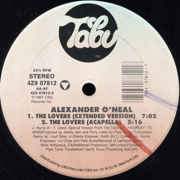 Alexander O'Neal : The Lovers (Special 12" Mixes) (12")