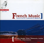 the album cover for Cello Octet Conjunto Ibérico - French Music-Boulez-Xenakis-Tisne