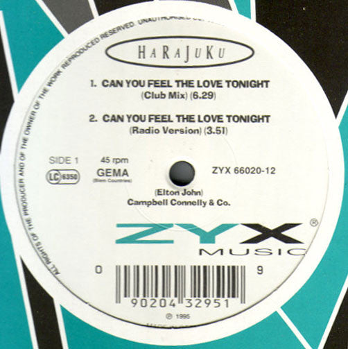 Harajuku : Can You Feel The Love Tonight (12")