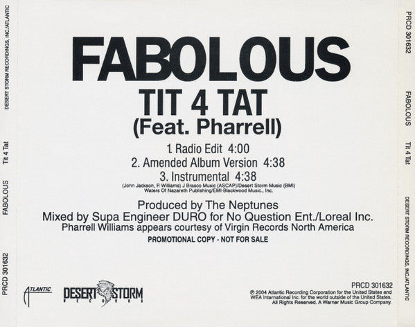 Fabolous Feat. Pharrell* : Tit 4 Tat (CD, Promo)