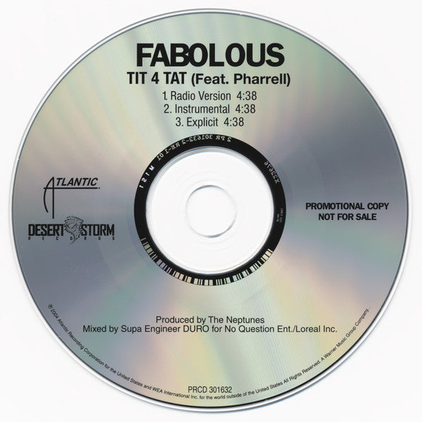 Fabolous Feat. Pharrell* : Tit 4 Tat (CD, Promo)