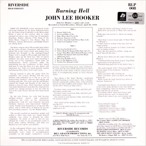 John Lee Hooker : Burning Hell (2x12", Album, Ltd, Num, RE, RM, 180)