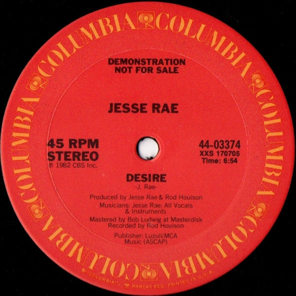 Jesse Rae : Rusha / Desire (12", Promo)