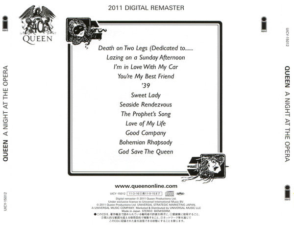 Queen : A Night At The Opera (CD, Album, RE, RM, SHM)