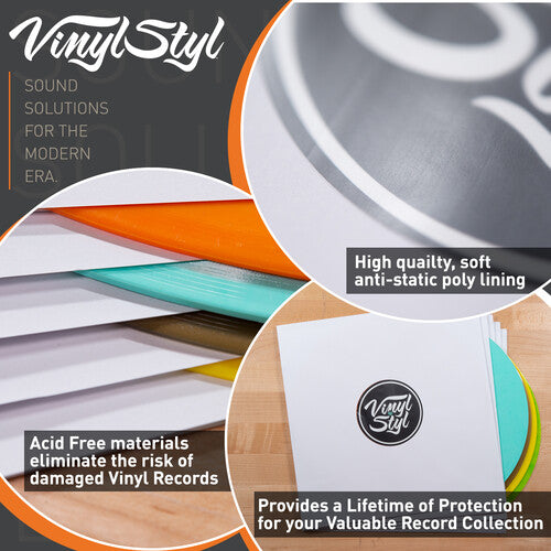 Vinyl Styl® 12 Inch Archival Inner Record Sleeves - HDPE-Lined - 50 Count (White)