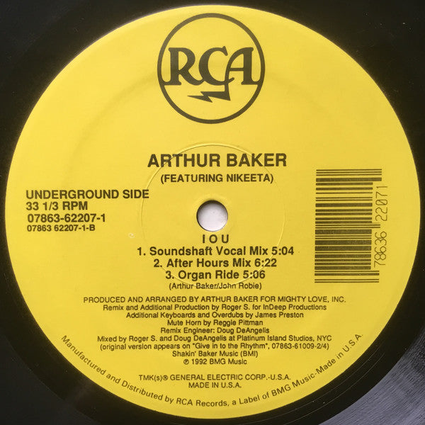 Arthur Baker Featuring Nikeeta : I O U (12")