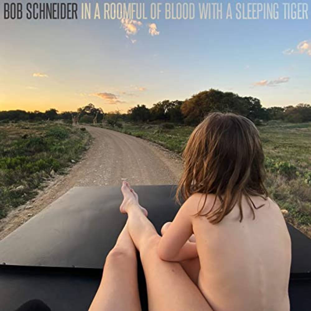 the album cover for Bob Schneider - In a Roomful of Blood with a Sleeping Tiger