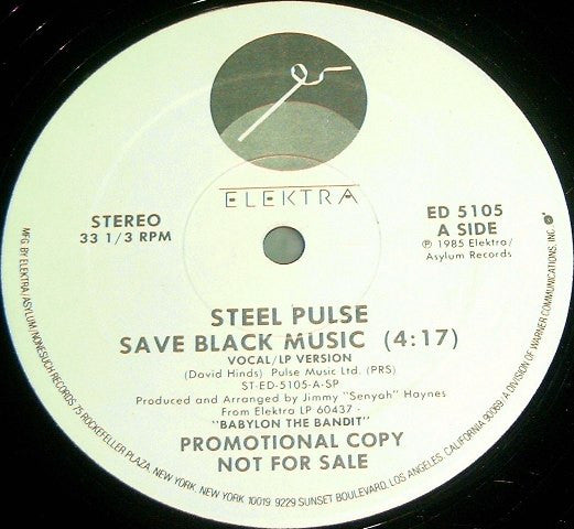 Steel Pulse : Save Black Music (12", Promo)