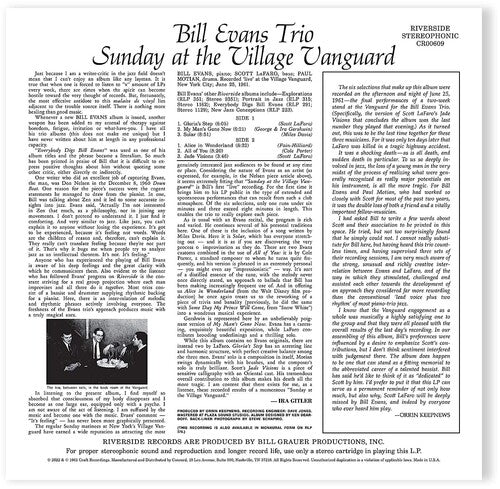 Bill Evans - Sunday At The Village Vanguard (Original Jazz Classics Series) (Vinyl)